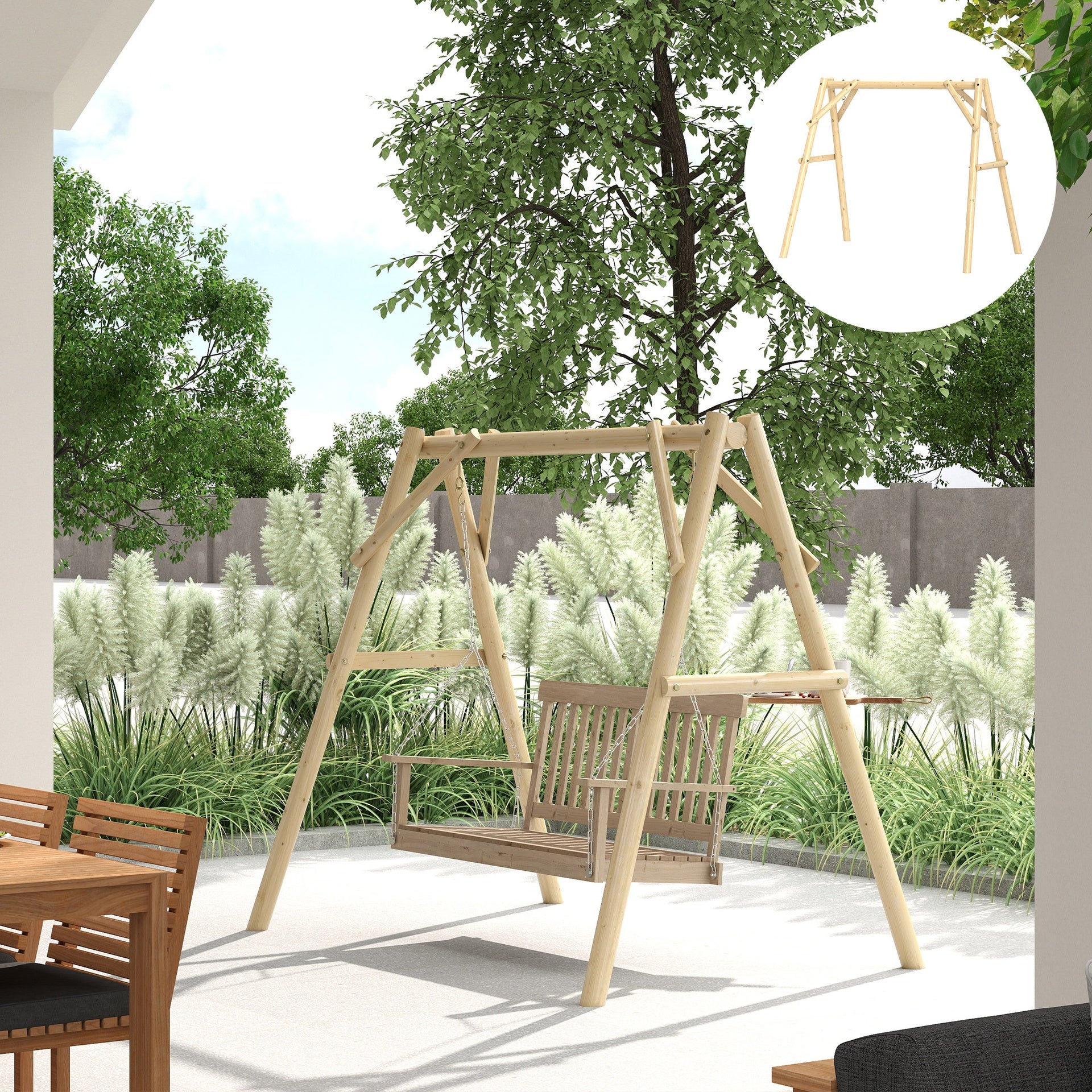 Outsunny 660 lbs Porch Swing Frame, A-Frame Hanging Chair Stand Only for DIY Painting, Swing Chair Stand for Backyard, Patio