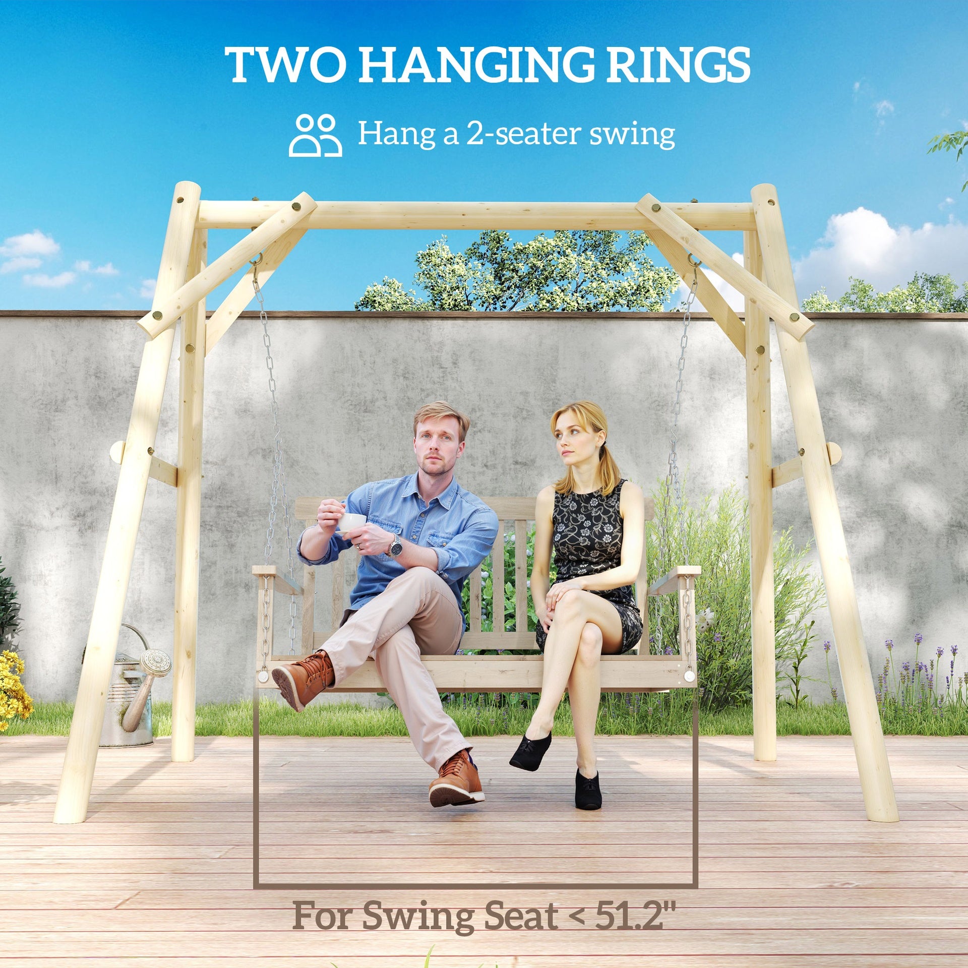Outsunny 660 lbs Porch Swing Frame, A-Frame Hanging Chair Stand Only for DIY Painting, Swing Chair Stand for Backyard, Patio