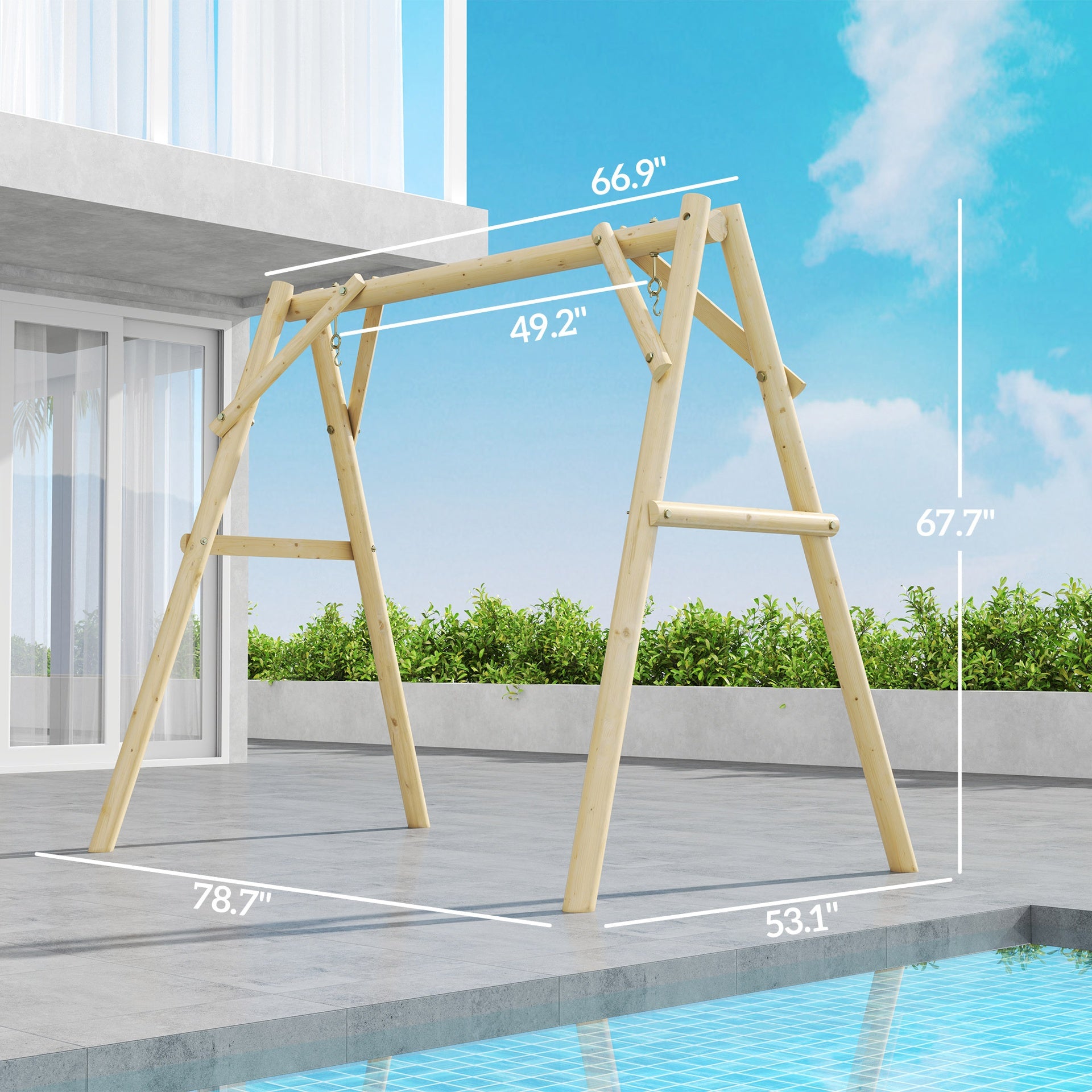 Outsunny 660 lbs Porch Swing Frame, A-Frame Hanging Chair Stand Only for DIY Painting, Swing Chair Stand for Backyard, Patio