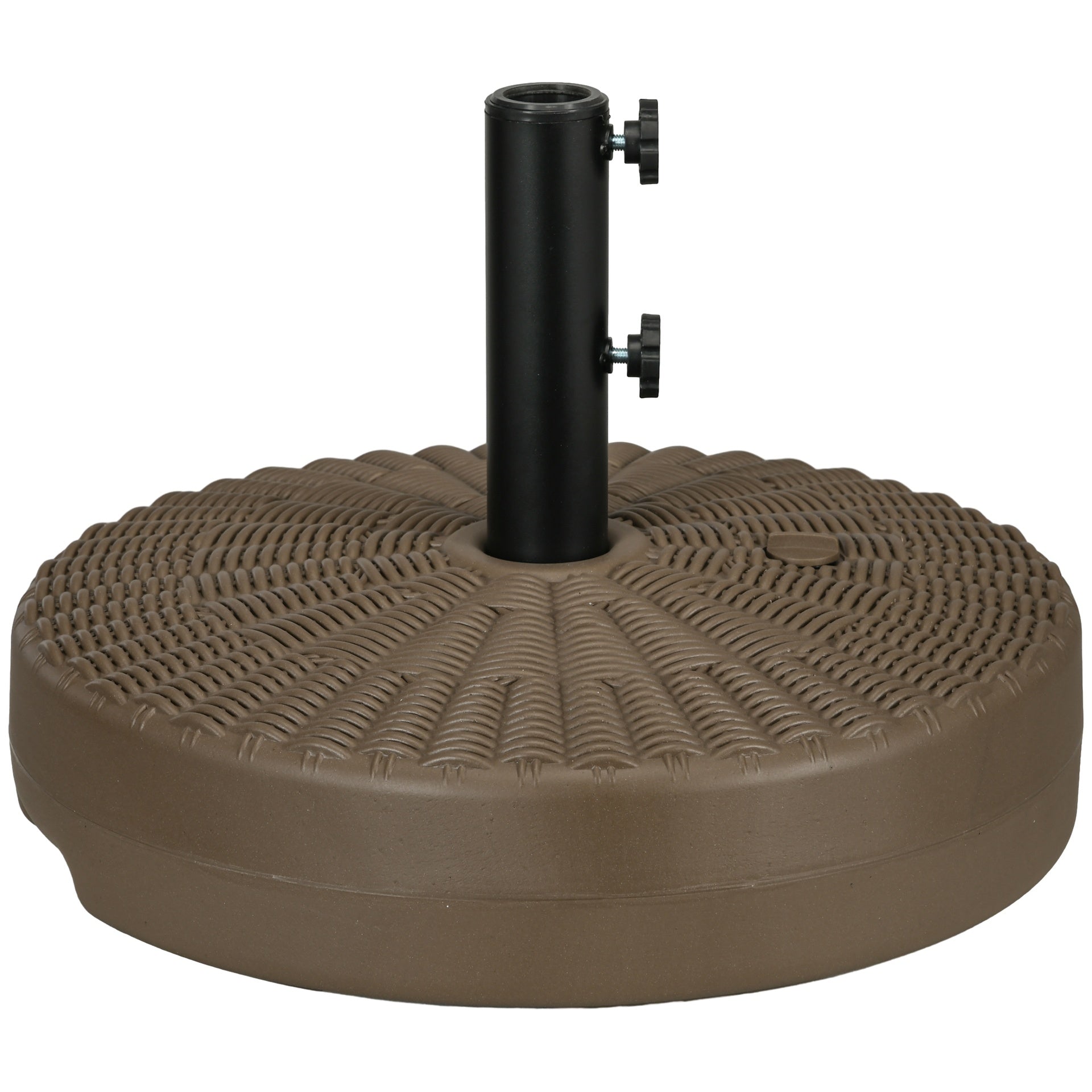 Outsunny Umbrella Stand for 1.5" or 2" Umbrella Poles, Round Fillable Umbrella Base for Outdoor, Lawn, Deck, Brown