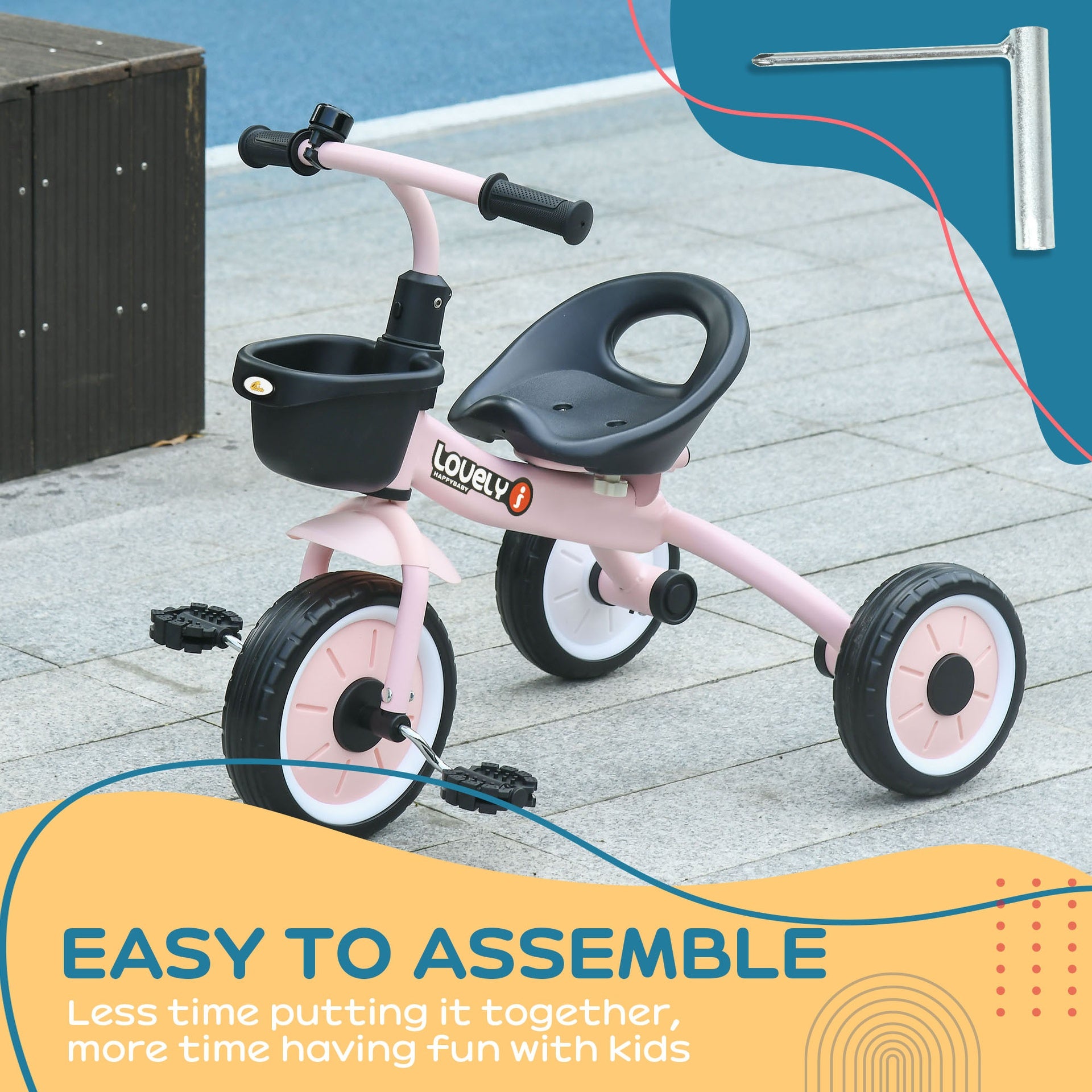 Qaba Tricycle for Kids Age 2-5, Toddler Bike for Children, Pink