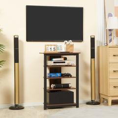 HOMCOM Media Stand with 4-Tier Audio Rack AV Media Corner Shelf with Cable Management for DVD Players Game Console TV Box Cable Box Xbox WiFi Router, Brown