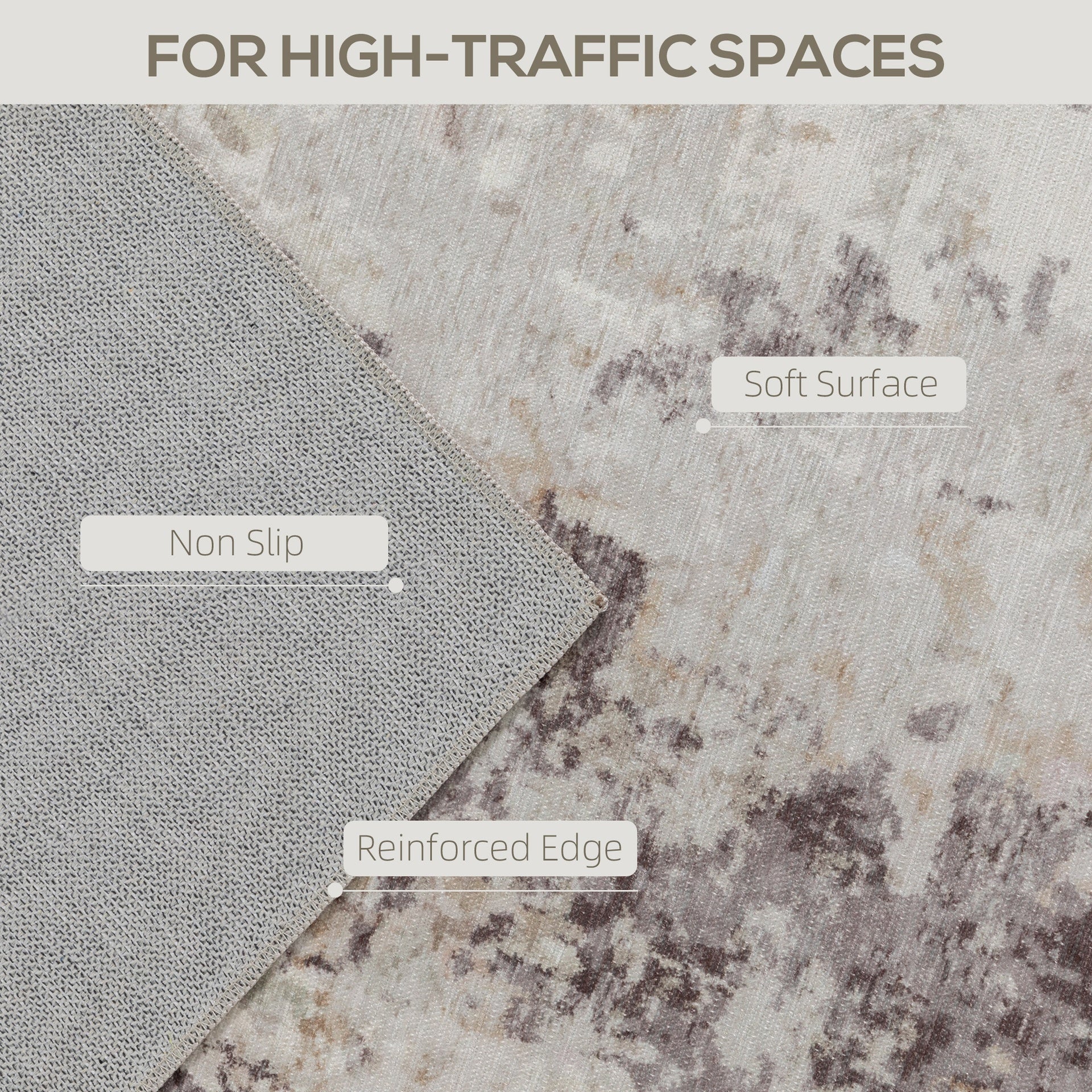 HOMCOM Machine Washable Area Rug 5x7, Non-Slip Modern Abstract Floor Carpet for Living Room, Bedroom, Dining Room, Mixed-Brown