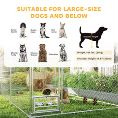 PawHut Outdoor Dog Kennel w/ Adjustable & Rotatable Bowl Rack, Waterproof UV-Resistant Cover, Secure Lock, 19.7' x 7.5' x 7.5'