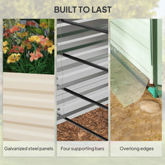 Outsunny Galvanized Steel Planter Box with Crop Cage and Shade Cloth, Raised Garden Bed for Flowers, Veggies and Herbs, Beige