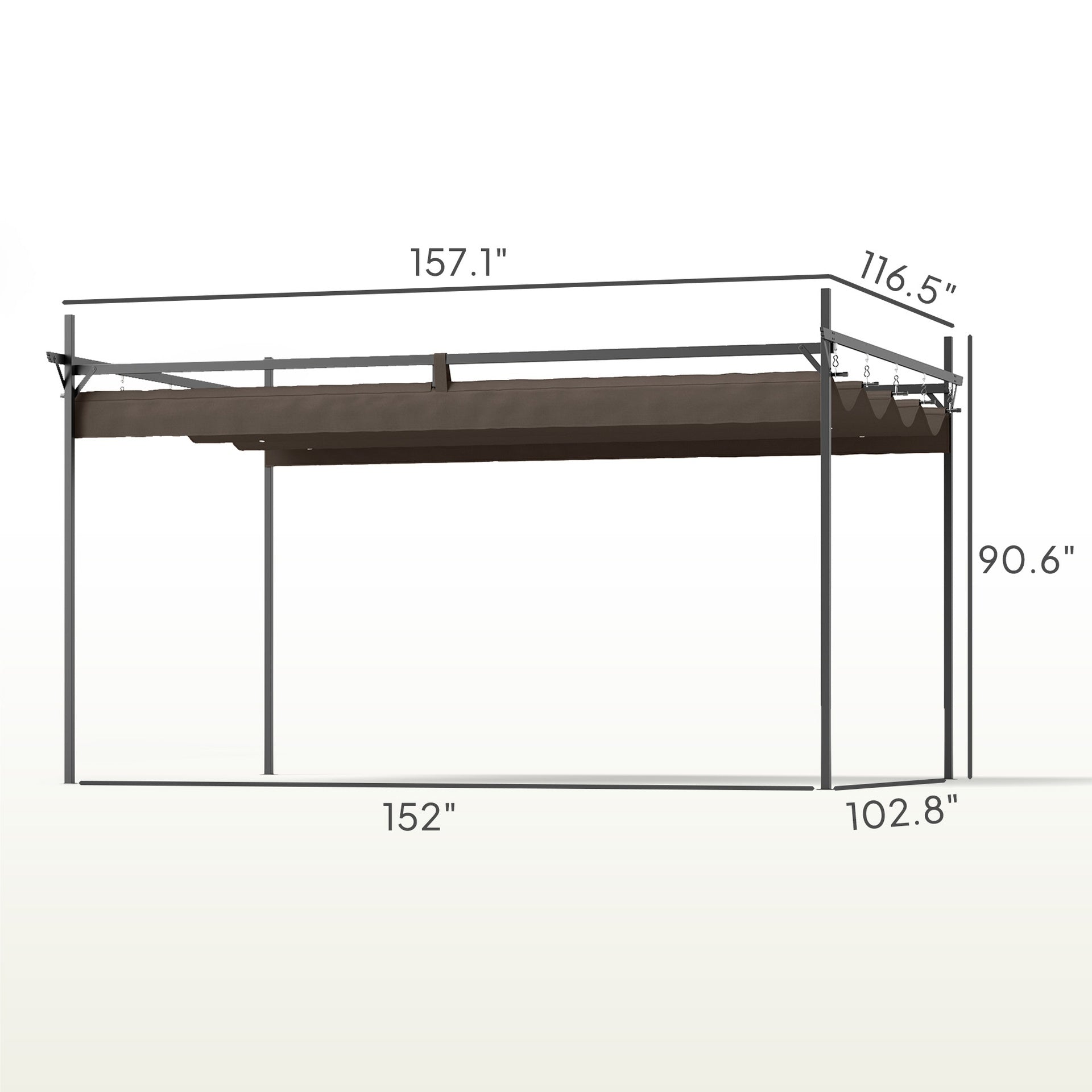 Outsunny 10' x 13' Metal Retractable Pergola Canopy, Outdoor Pergola for Garden, Patio, Backyard, Deck, Brown