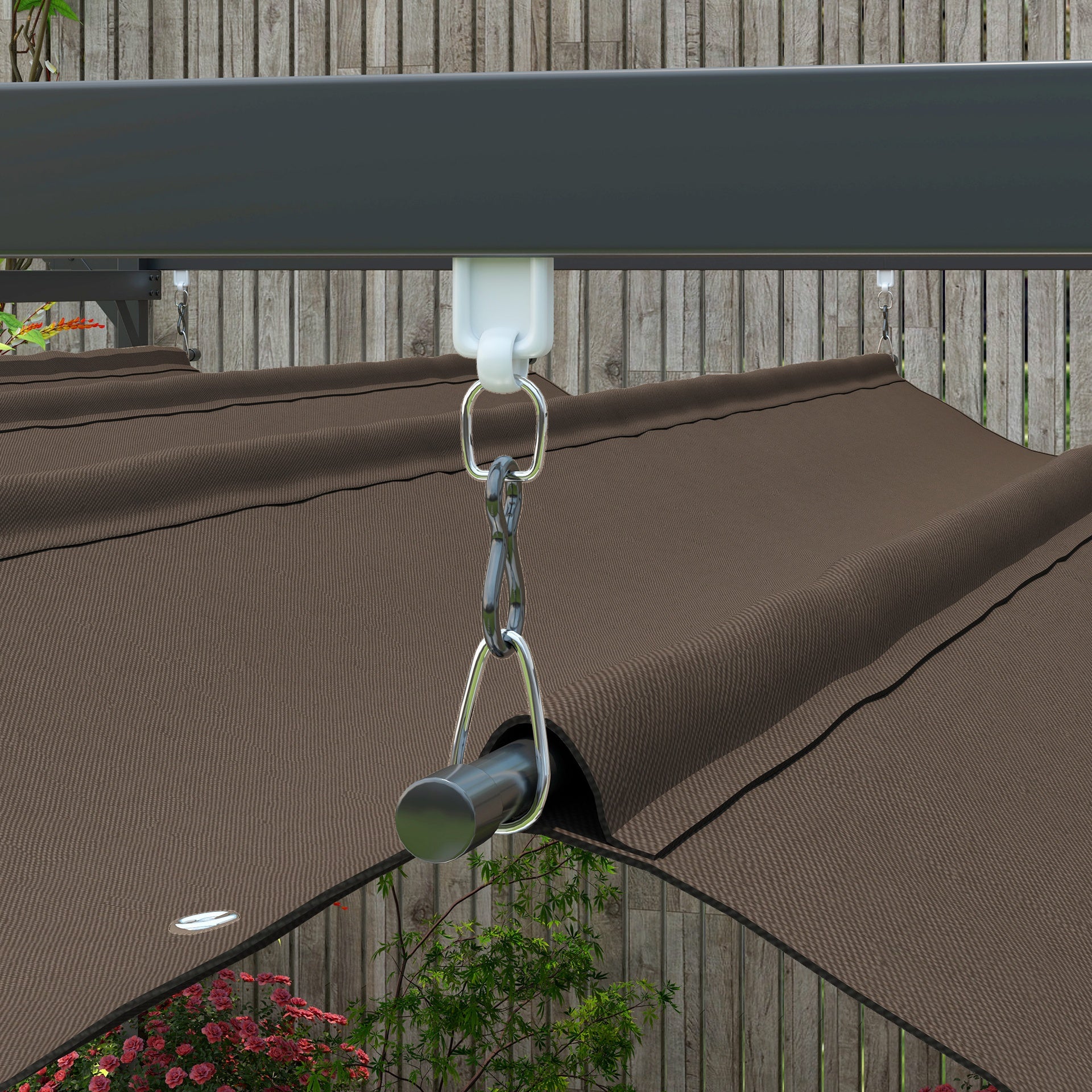 Outsunny 10' x 13' Metal Retractable Pergola Canopy, Outdoor Pergola for Garden, Patio, Backyard, Deck, Brown