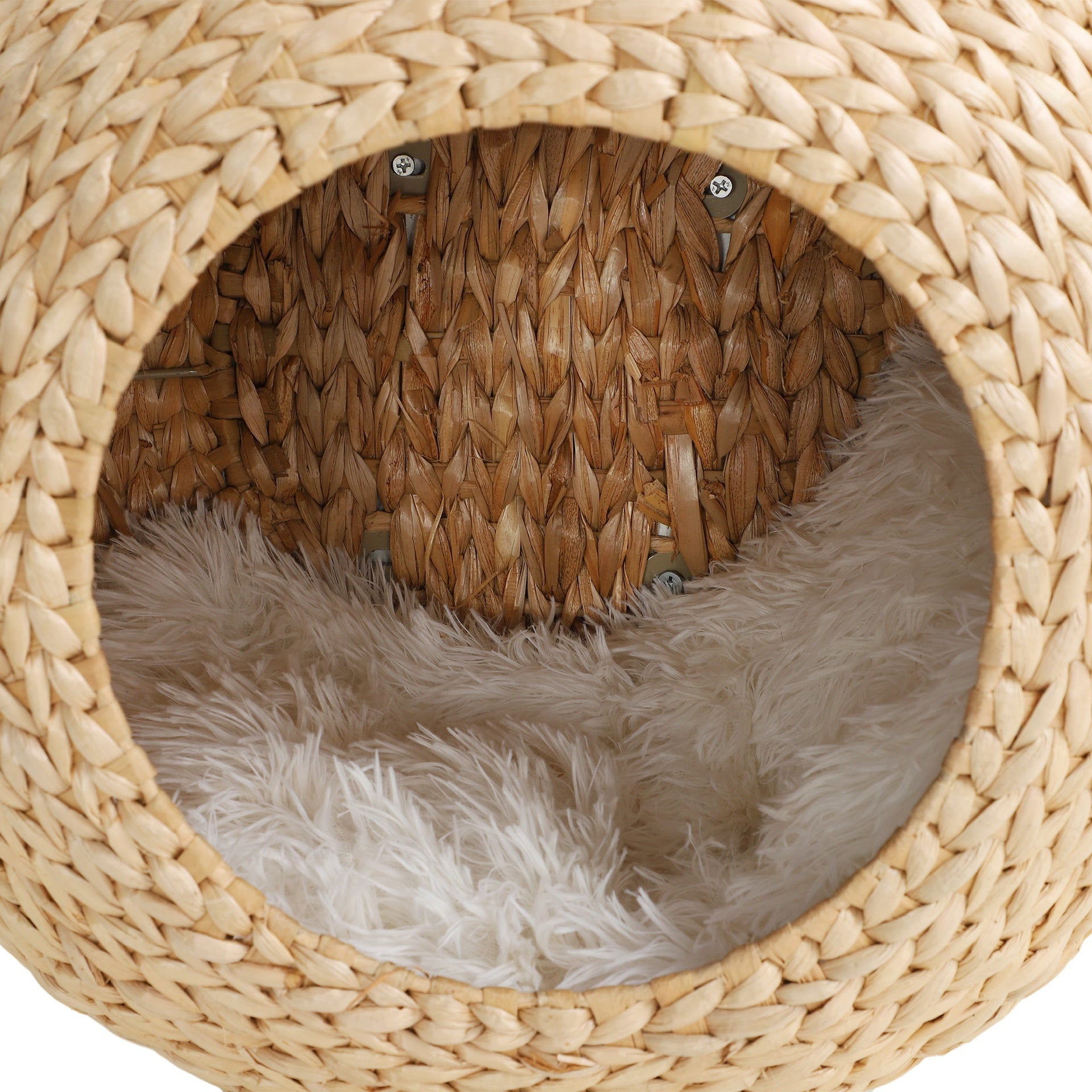 PawHut Wall Mounted Cat Condo with Washable Cushion, Natural Wood