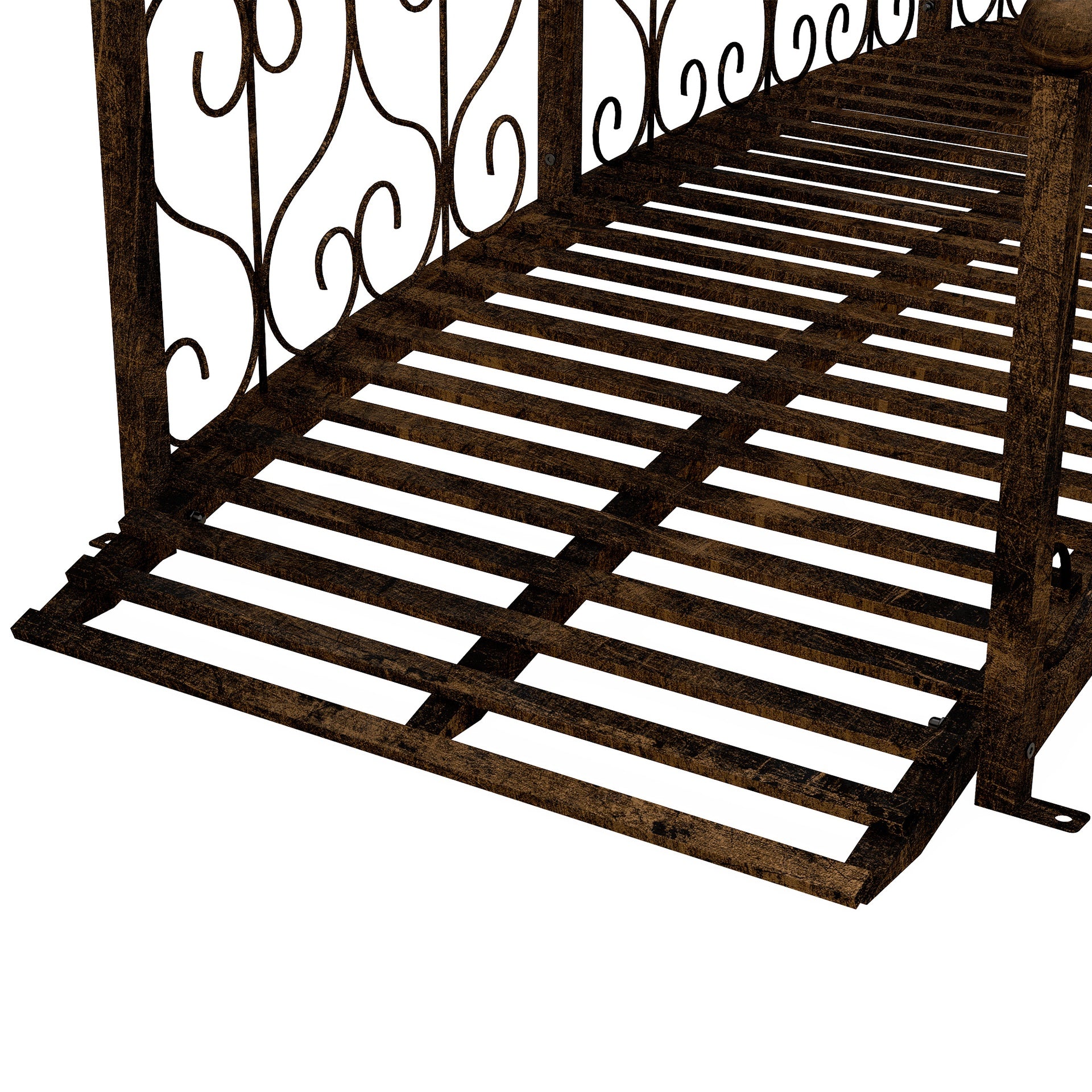 Outsunny 7' Metal Arch Garden Bridge Arc Footbridge with Side Railings Decorative Scrollwork, Bronze