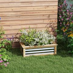 Outsunny Raised Garden Bed, Planter Box, Metal and Wood Combined, for Growing Flowers, Herbs and Vegetables