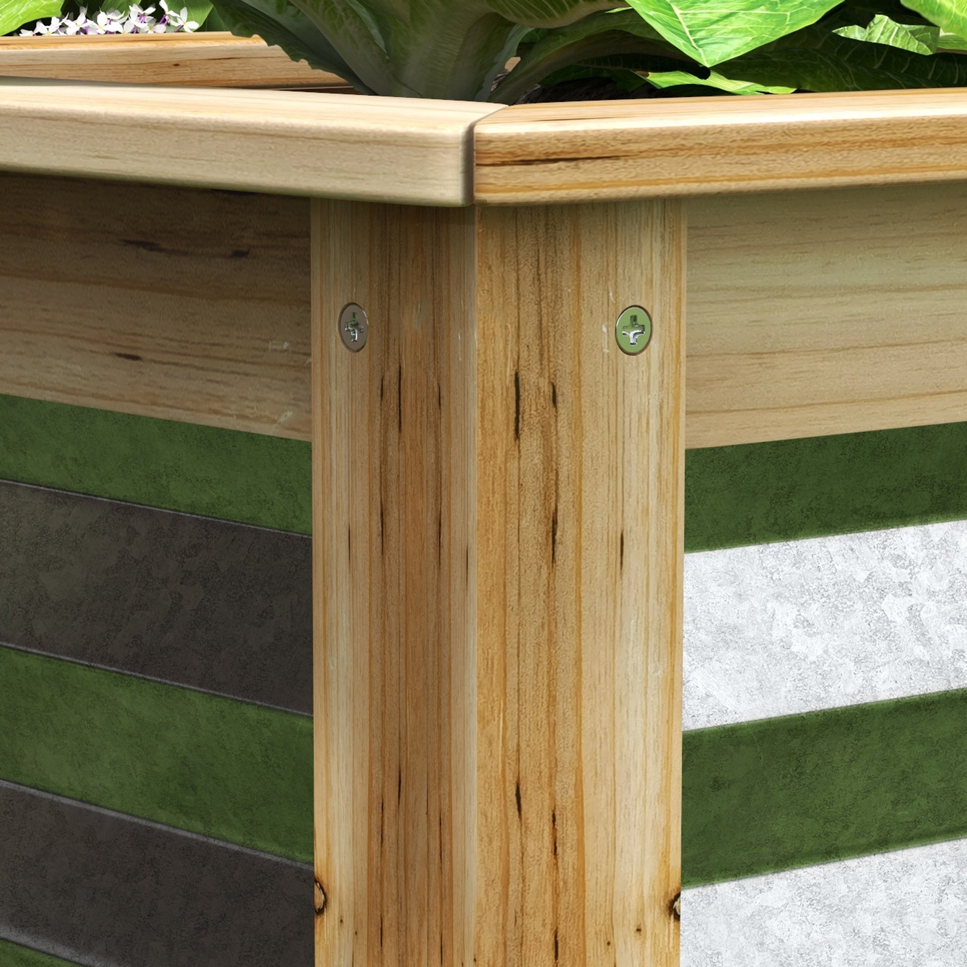 Outsunny Raised Garden Bed, Planter Box, Metal and Wood Combined, for Growing Flowers, Herbs and Vegetables