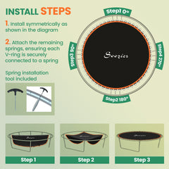 Soozier Trampoline Replacement Mat, Fits 12' Trampoline w/ 72 V-Hooks & 5.5" Springs (Spring & Frame not Included), Orange