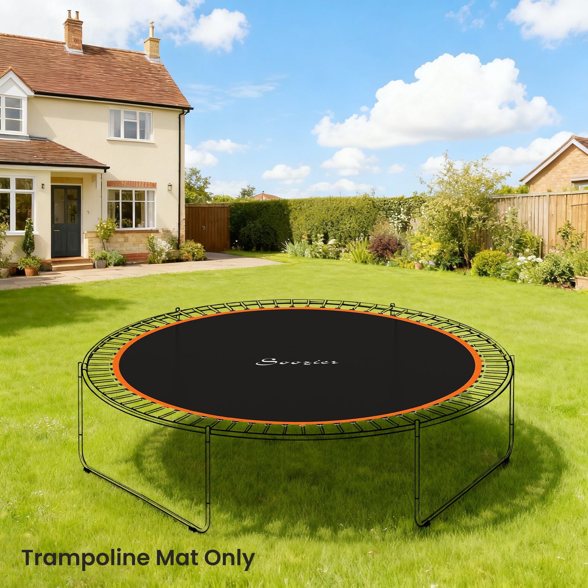 Soozier Trampoline Replacement Mat, Fits 12' Trampoline w/ 72 V-Hooks & 5.5" Springs (Spring & Frame not Included), Orange