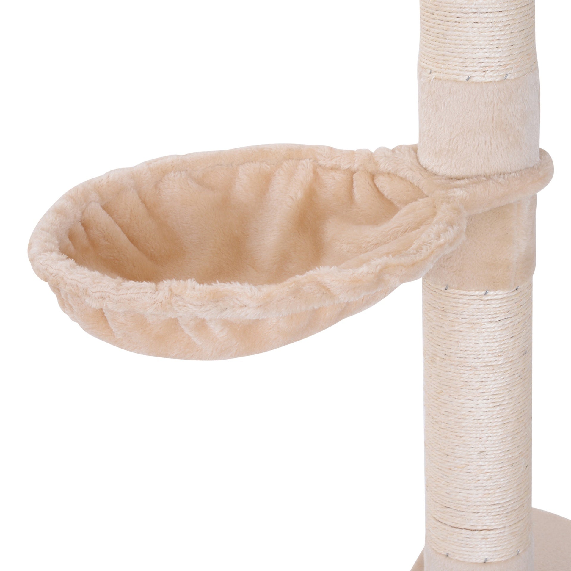PawHut 102" Adjustable Height Floor to Ceiling Cat Tree, 5 Level Cat Tower with Scratching Posts, Hammock, Beige