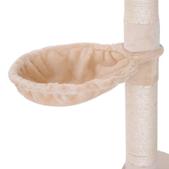 PawHut 102" Adjustable Height Floor to Ceiling Cat Tree, 5 Level Cat Tower with Scratching Posts, Hammock, Beige