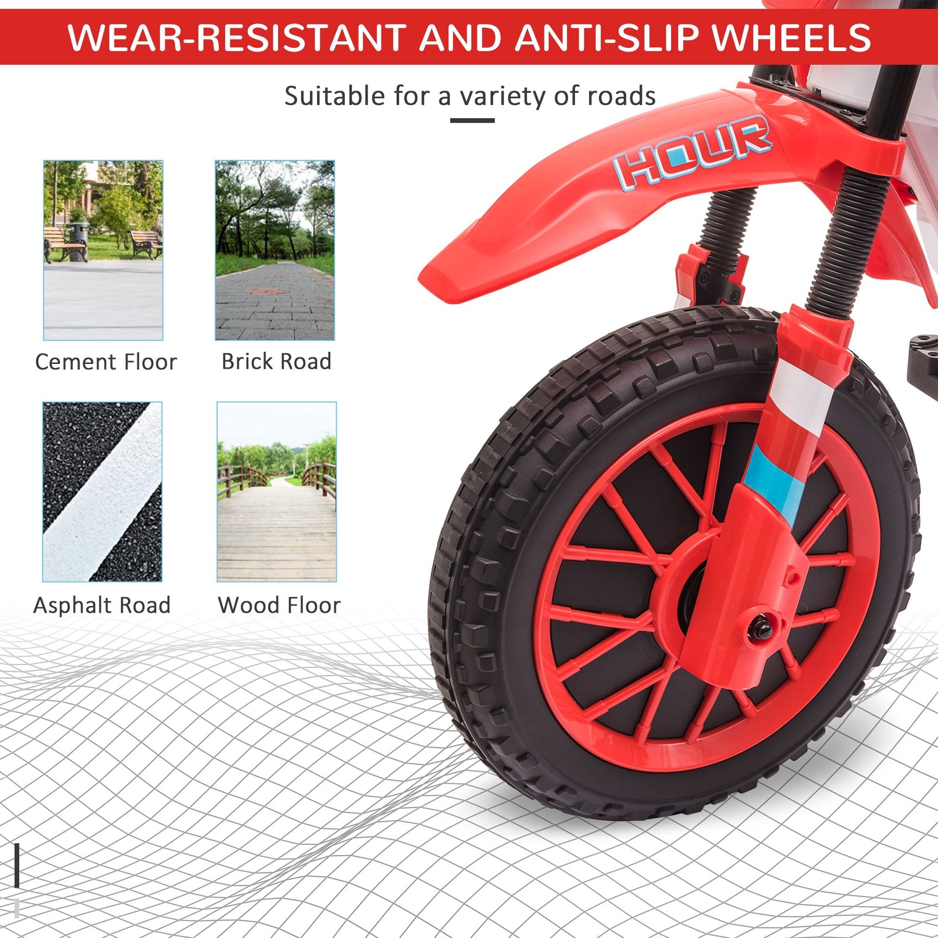 Aosom 12V Electric Kids Ride On Dirt Bike Motorcycle Toy w/ Training Wheels, Red