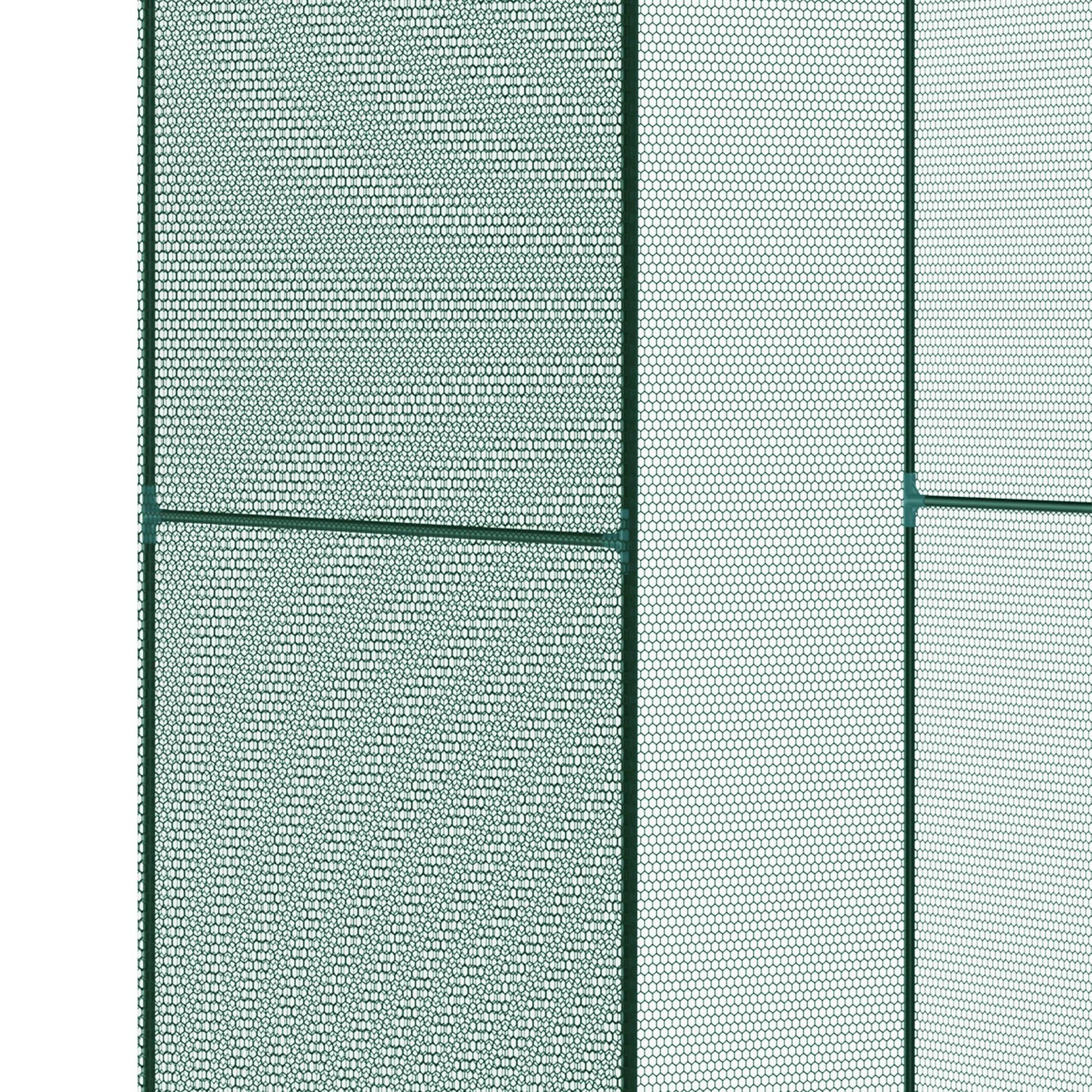 Outsunny Walk-in Crop Cage, Plant Protectors from Animals with Roll Up Zippered Door, 3.9' x 3.9' x 5.9', Dark Green