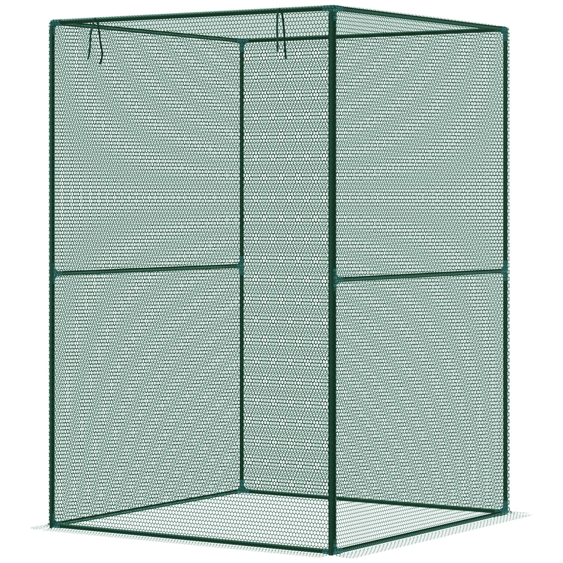 Outsunny Walk-in Crop Cage, Plant Protectors from Animals with Roll Up Zippered Door, 3.9' x 3.9' x 5.9', Dark Green