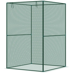 Outsunny Walk-in Crop Cage, Plant Protectors from Animals with Roll Up Zippered Door, 3.9' x 3.9' x 5.9', Dark Green