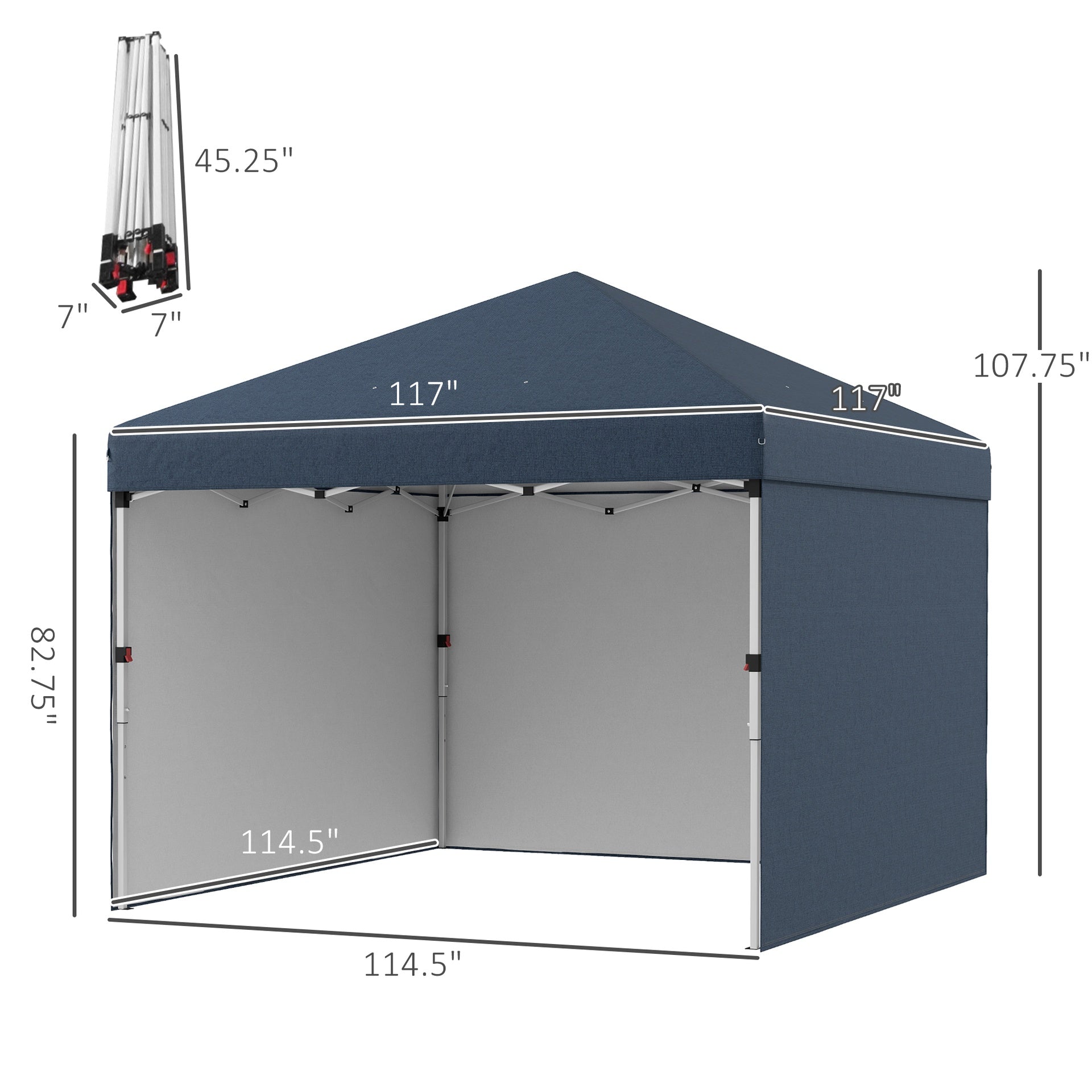 Outsunny 10' x 10' Pop Up Canopy with Sidewalls, Weight Bags and Carry Bag, Height Adjustable Tent for Parties, Navy