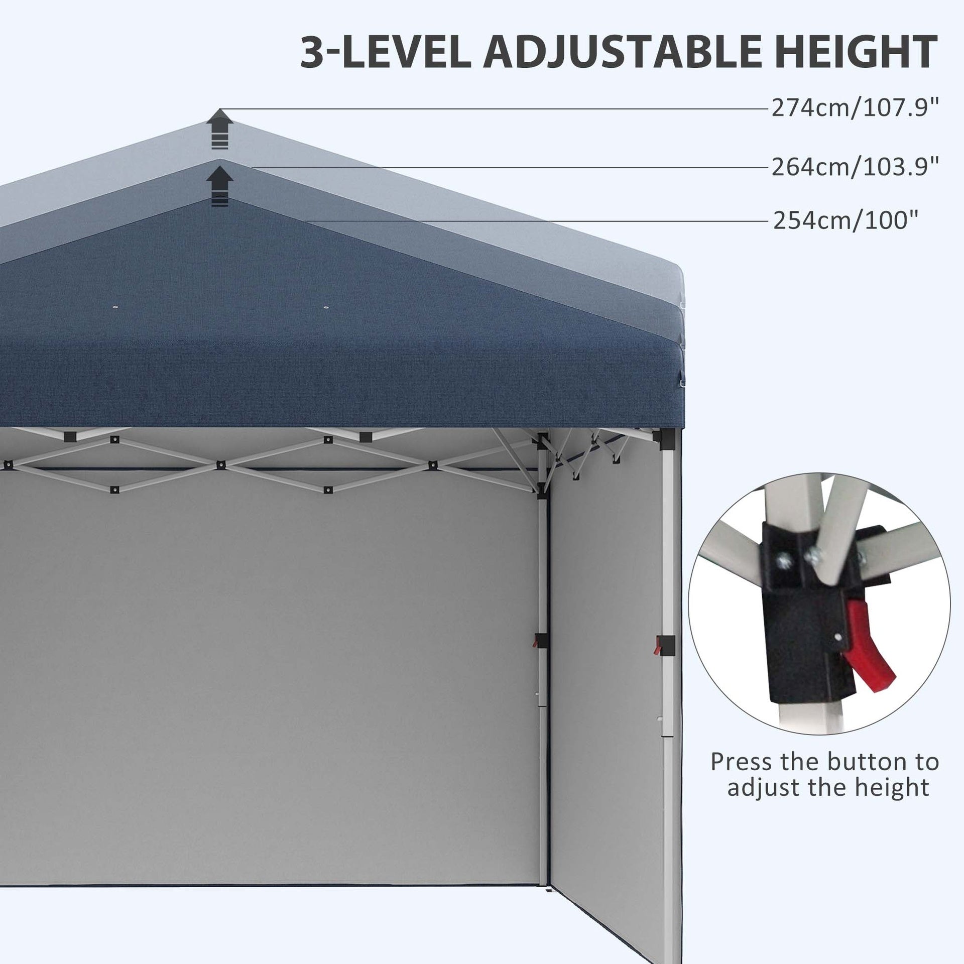 Outsunny 10' x 10' Pop Up Canopy with Sidewalls, Weight Bags and Carry Bag, Height Adjustable Tent for Parties, Navy