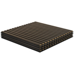 HOMCOM 24" x 24" Wood Panels for Wall, 4 Pack Acoustic Panels, Sound Absorbing Slat Wall for Wall Decor, Home, Brown