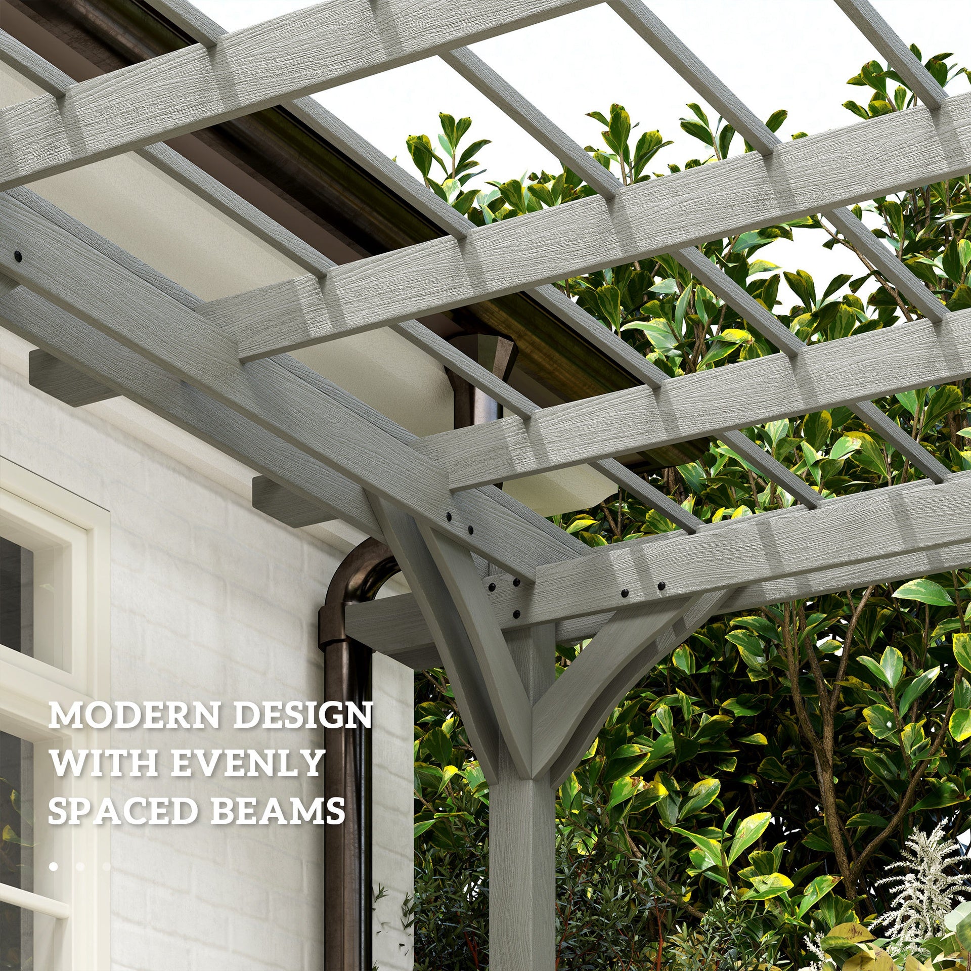 Outsunny 12' x 16' Outdoor Pergola, Wood Gazebo Grape Trellis with Stable Structure for Climbing Plant Support, Gray