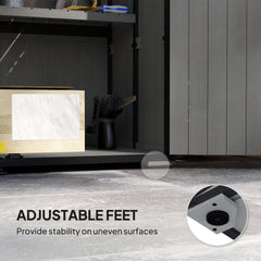 Outsunny Wood Storage Shed, Outdoor Garden Shed with Asphalt Roof, 2 Shelves, Lockable Doors and Adjustable Feet, Gray
