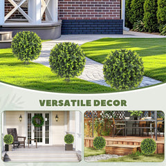 HOMCOM 2 Pack 1.3ft Artificial Ball Eucalyptus Topiary with Ground Stake, UV Resistant Faux Greenery for Indoor Outdoor