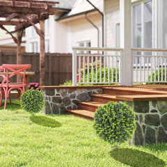 HOMCOM 2 Pack 1.3ft Artificial Ball Eucalyptus Topiary with Ground Stake, UV Resistant Faux Greenery for Indoor Outdoor