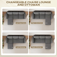 HOMCOM Sectional Sofa, L Shaped Couch, with Reversible Chaise or Ottoman, Dark Gray