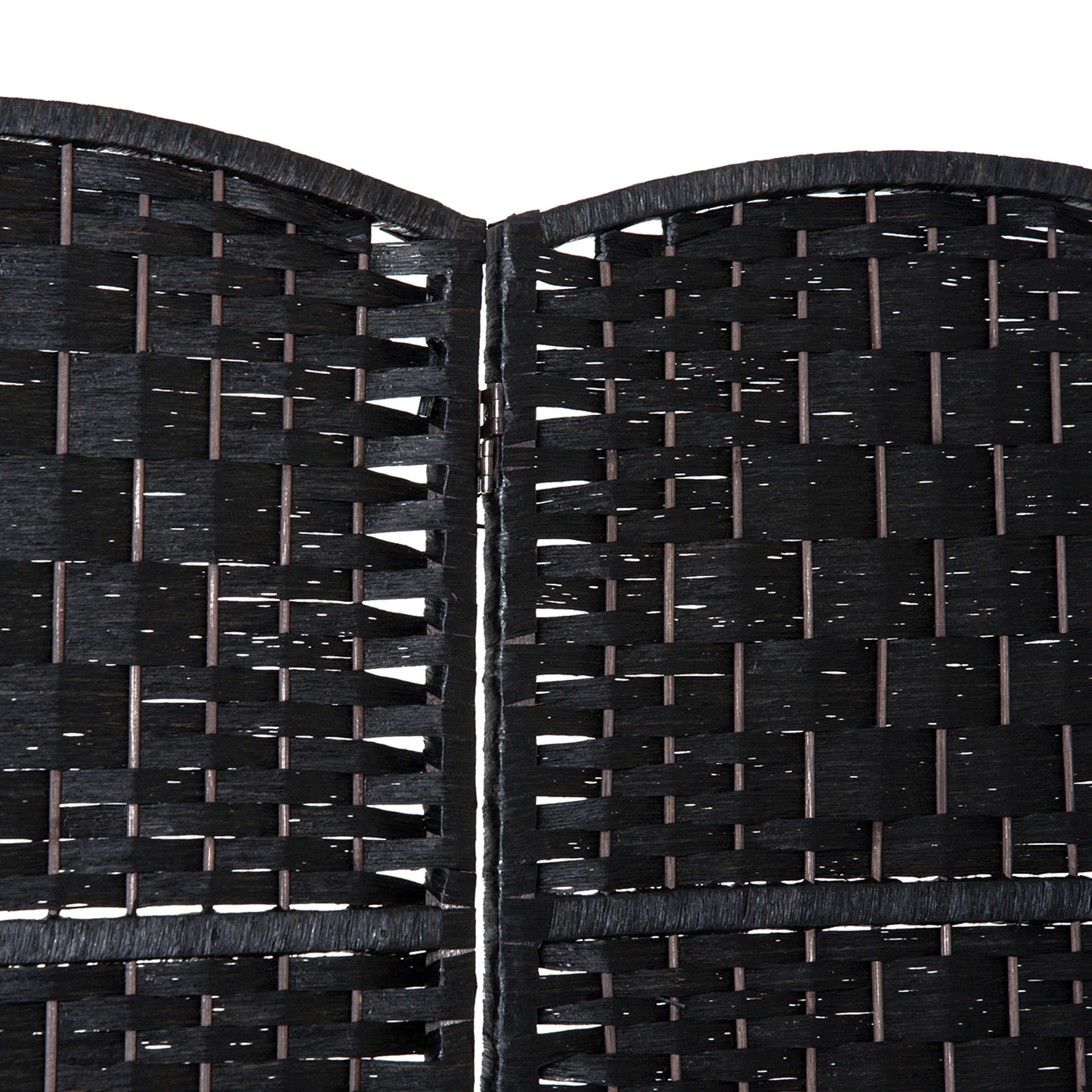 HOMCOM Room Divider 4 Panel, 6FT Tall Folding Privacy Screen, Freestanding Hand-Woven Partition for Room Separation with 360° Hinges, Paper Rope Diamond Weave, Black