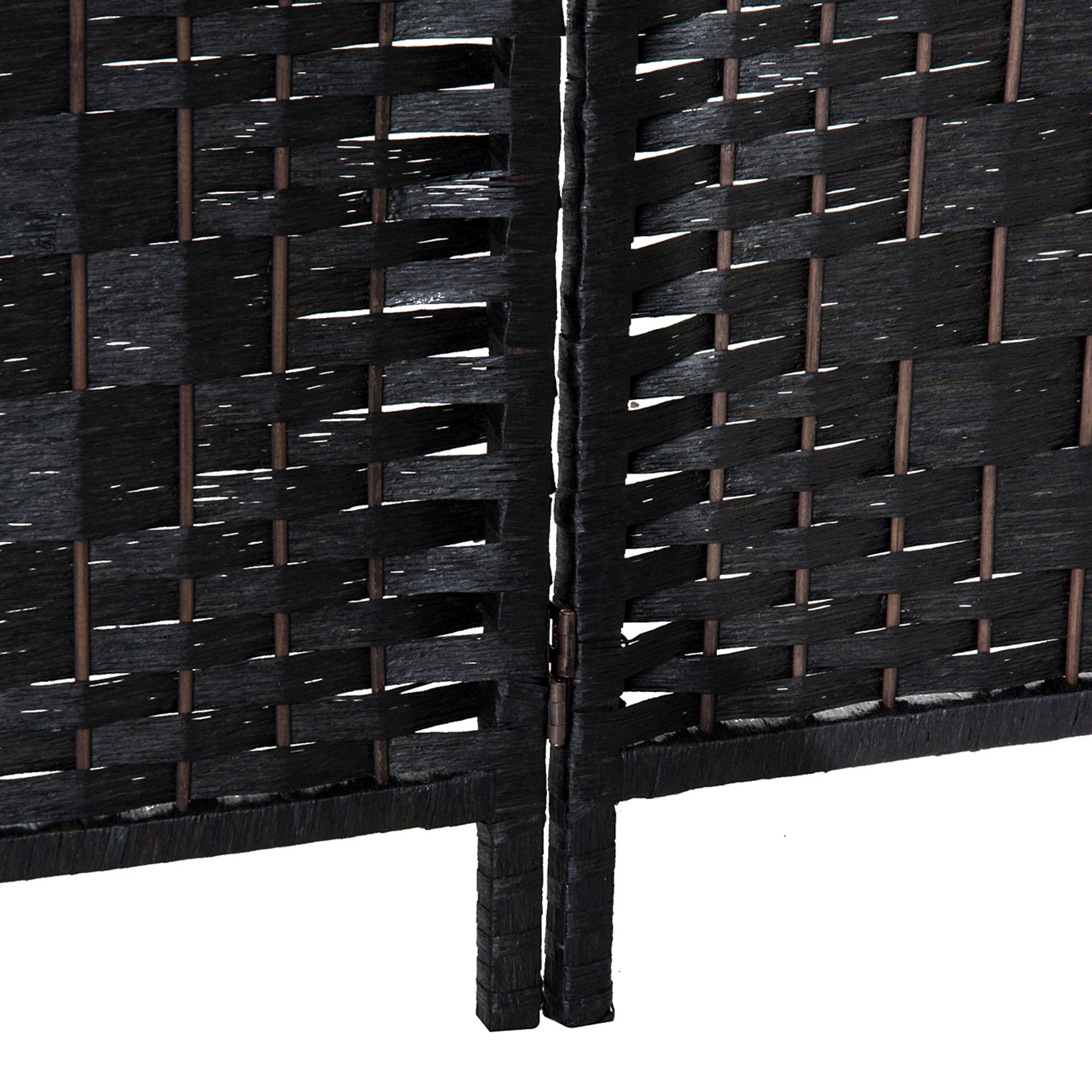 HOMCOM Room Divider 4 Panel, 6FT Tall Folding Privacy Screen, Freestanding Hand-Woven Partition for Room Separation with 360° Hinges, Paper Rope Diamond Weave, Black