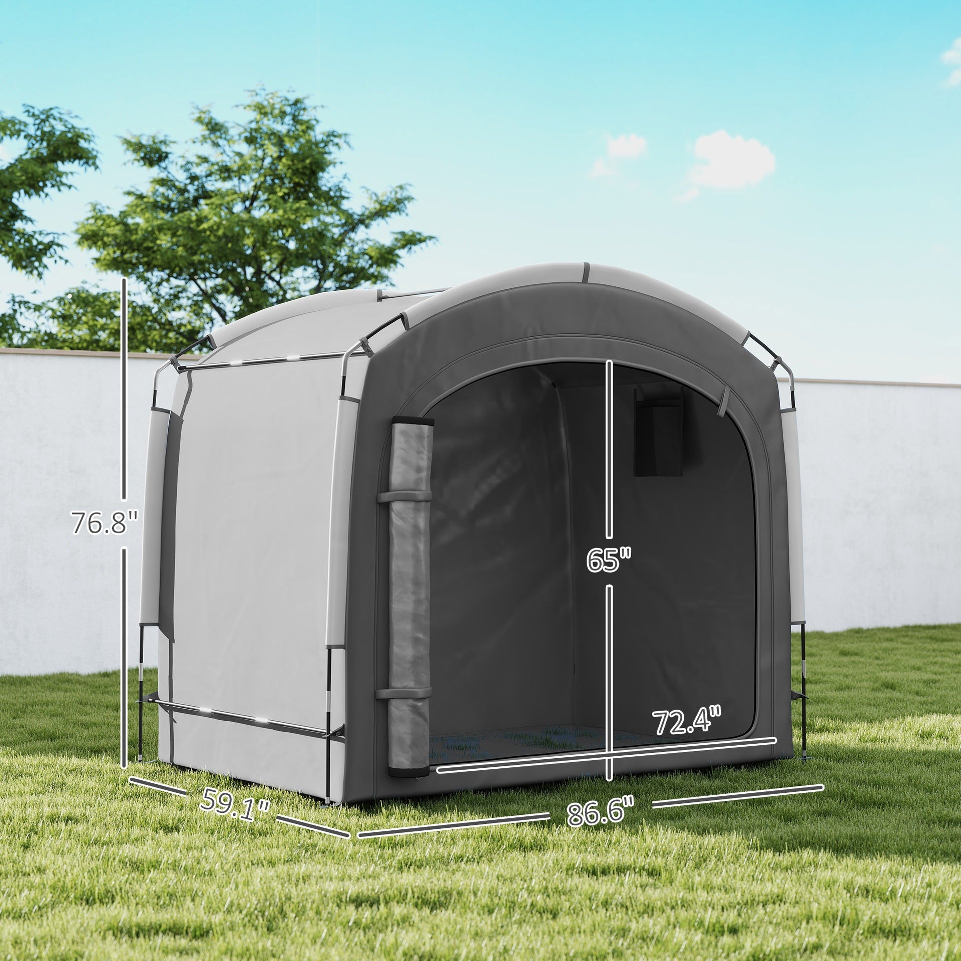 Outsunny Bike Storage Shed Tent, Portable and Waterproof with 210D Oxford Fabric and Carry Bag for 3-4 Bicycles, Dark Gray