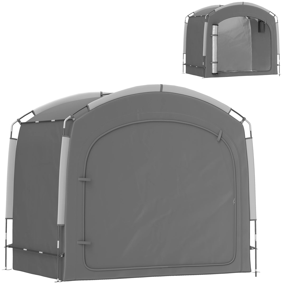 Outsunny Bike Storage Shed Tent, Portable and Waterproof with 210D Oxford Fabric and Carry Bag for 3-4 Bicycles, Dark Gray