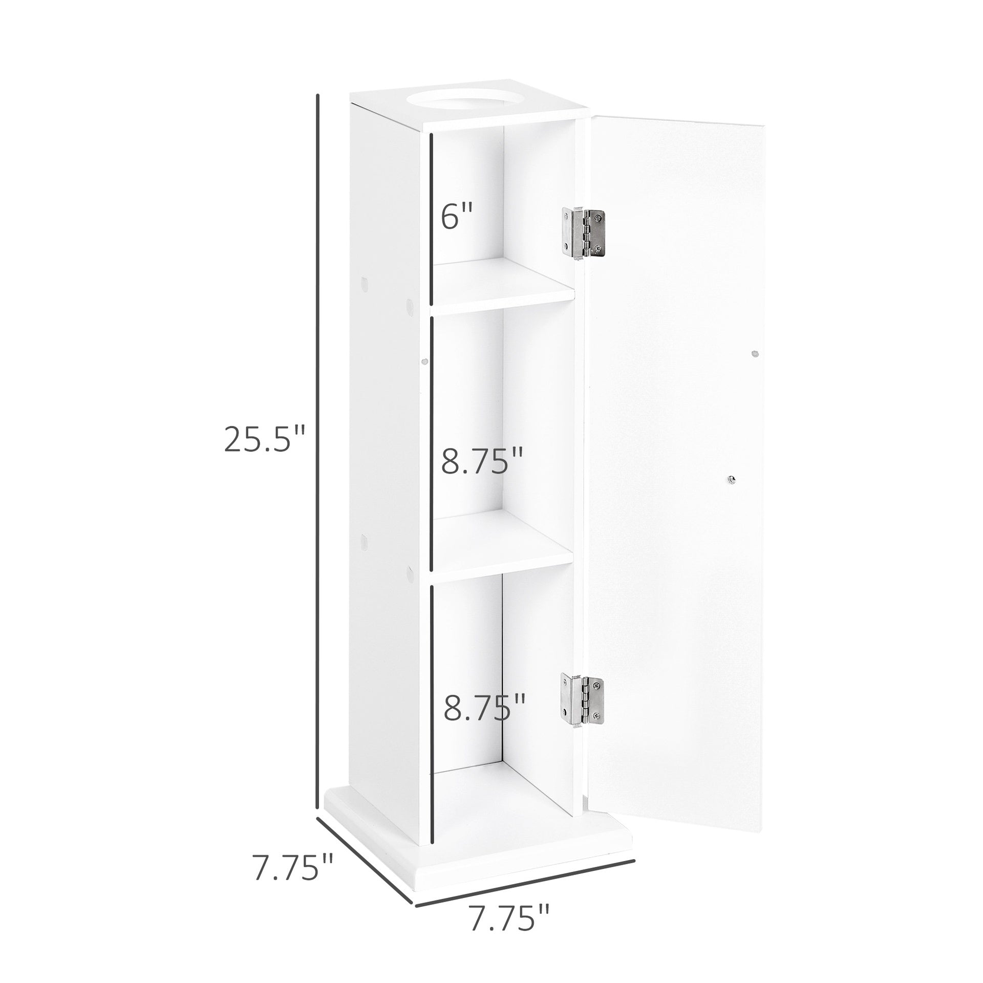 HOMCOM Small Toilet Paper Cabinet, Bathroom Corner Cabinet with Doors and Shelves for Paper Shampoo, White