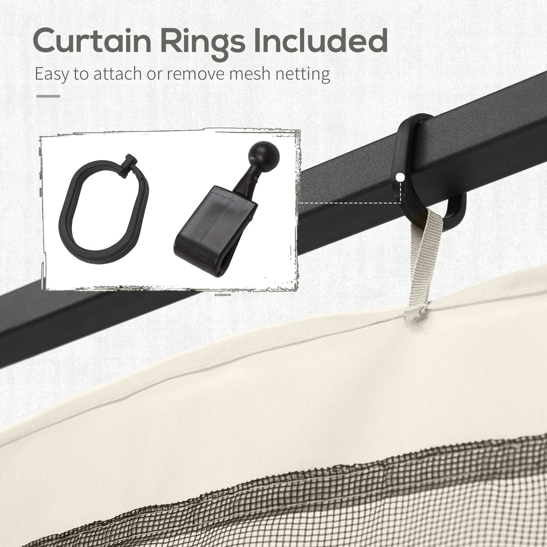 Outsunny Replacement Mesh Sidewall Netting for 10' x 12' Gazebos and Canopy Tents with Zippers, (Sidewall Only) White
