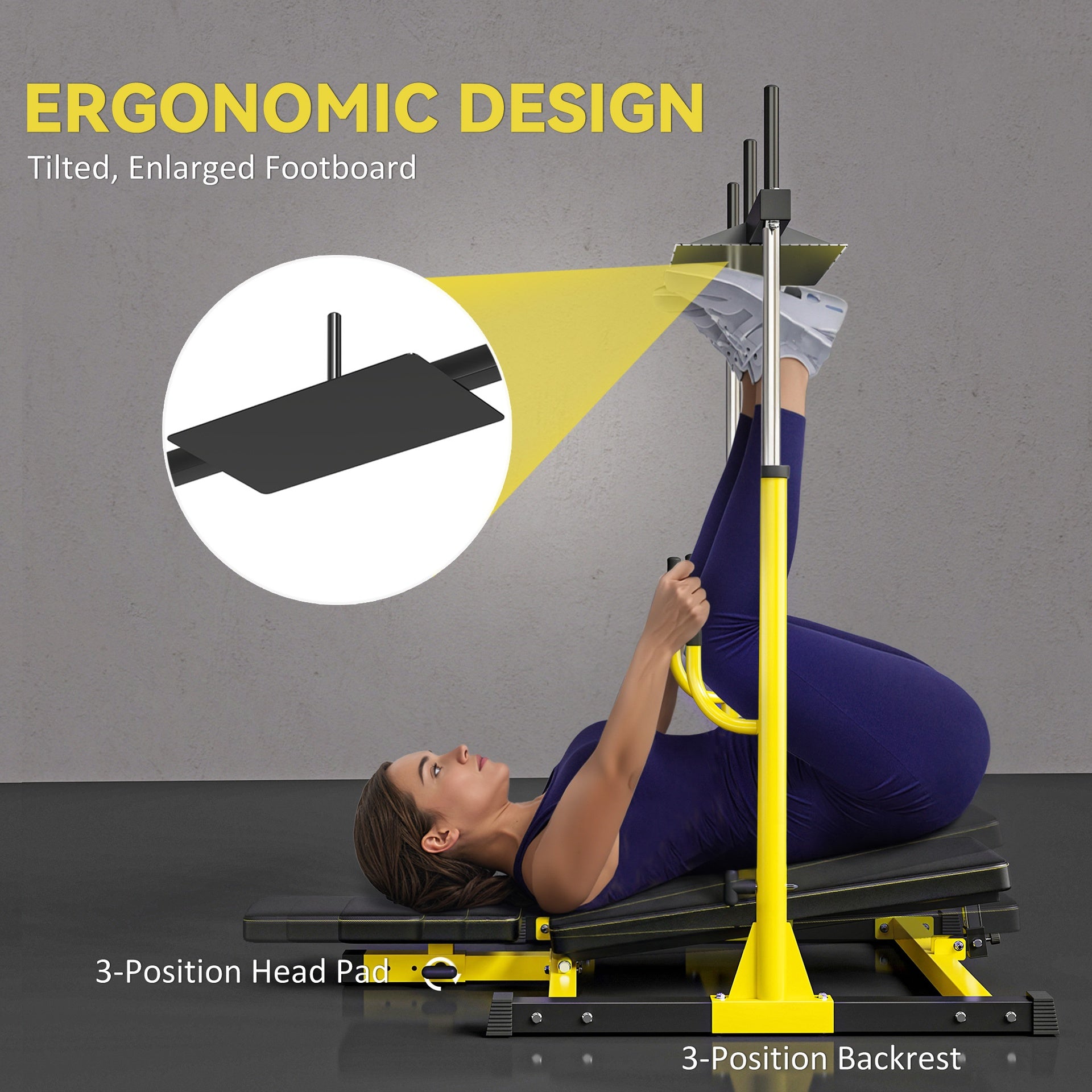 Soozier Vertical Leg Press Machine with Adjustable Leg, Back, and Head Positions, 1" Standard Plate Compatible, Yellow