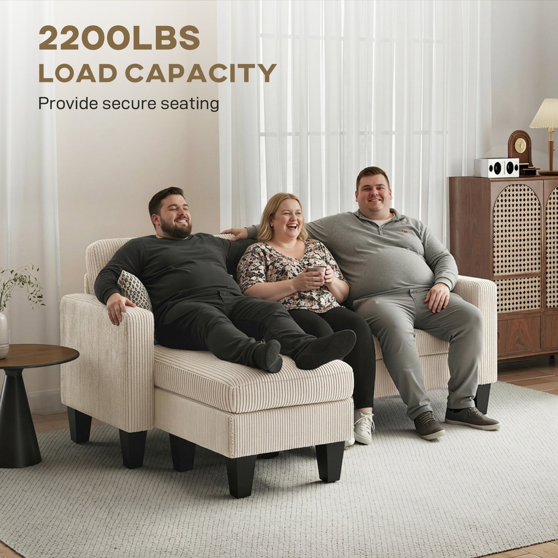 HOMCOM Sectional Sofa, L Shaped Couch, with Reversible Chaise or Ottoman, Cream White