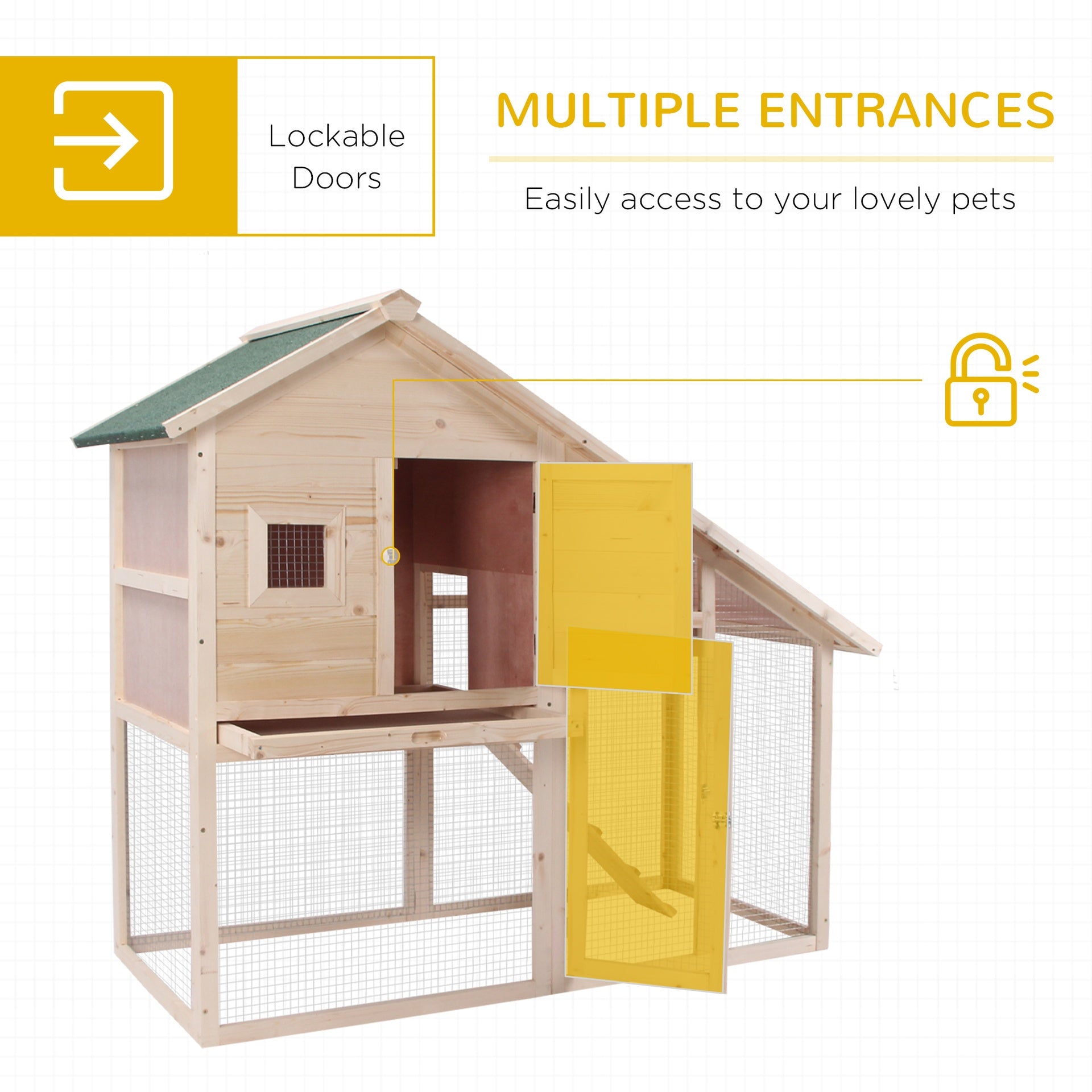 PawHut 55" L 2-Tier Wooden Rabbit Hutch Bunny Cage