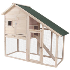 PawHut 55" L 2-Tier Wooden Rabbit Hutch Bunny Cage