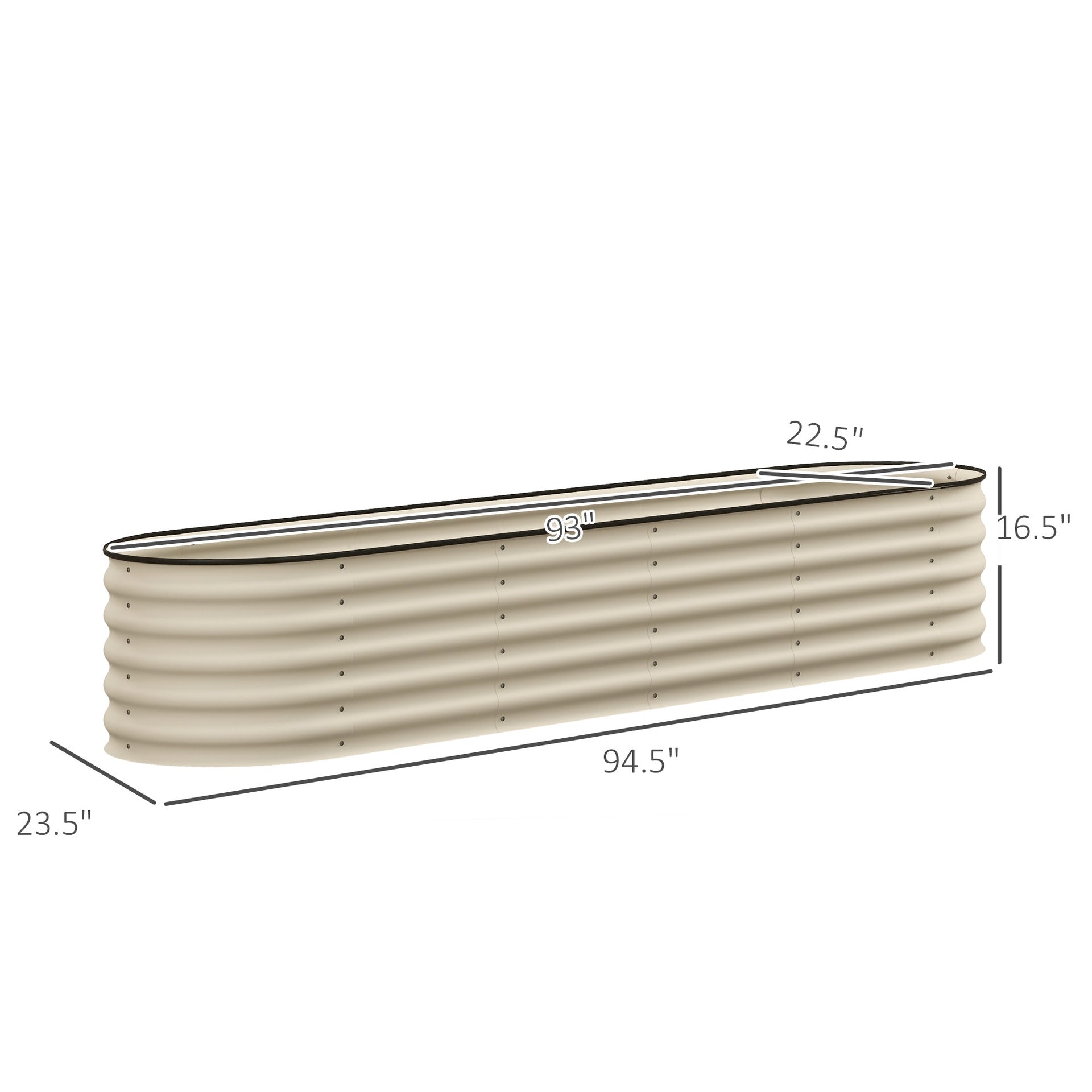 Outsunny 7.9' x 2' x 1.4' Galvanized Raised Garden Bed Kit, Metal Planter Box with Safety Edging, Cream