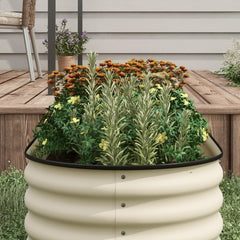 Outsunny 7.9' x 2' x 1.4' Galvanized Raised Garden Bed Kit, Metal Planter Box with Safety Edging, Cream