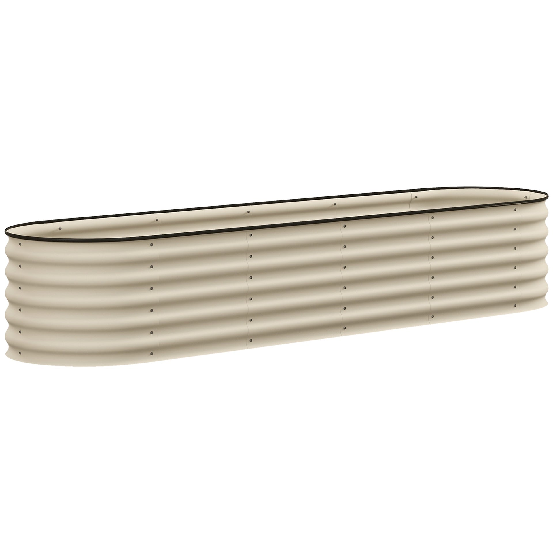Outsunny 7.9' x 2' x 1.4' Galvanized Raised Garden Bed Kit, Metal Planter Box with Safety Edging, Cream
