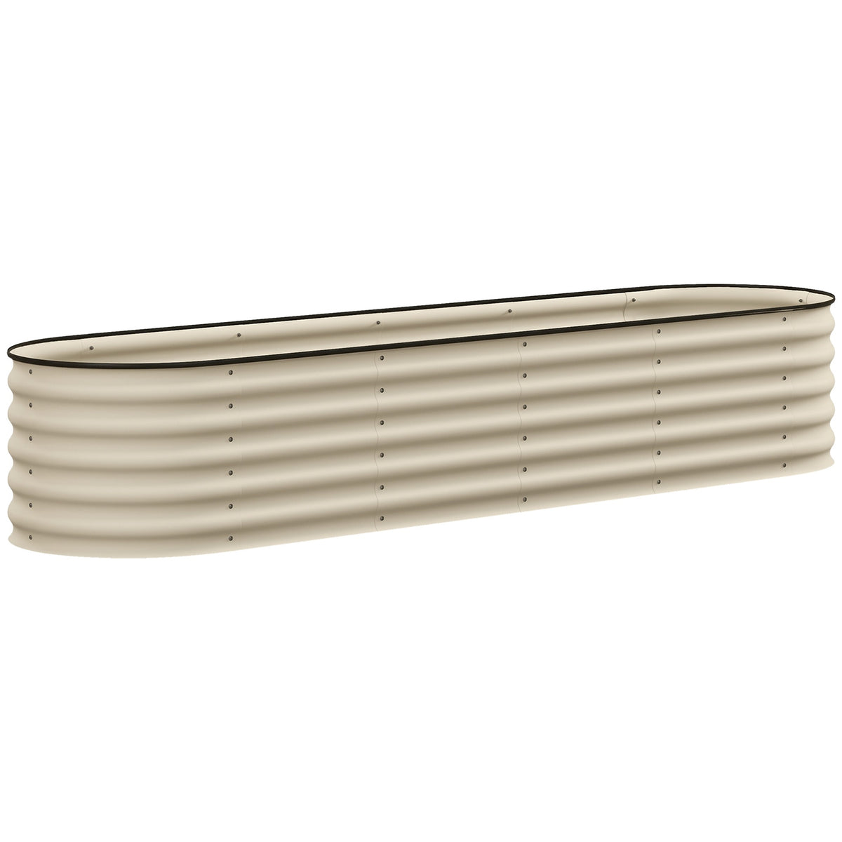 Outsunny 7.9' x 2' x 1.4' Galvanized Raised Garden Bed Kit, Metal Planter Box with Safety Edging, Cream