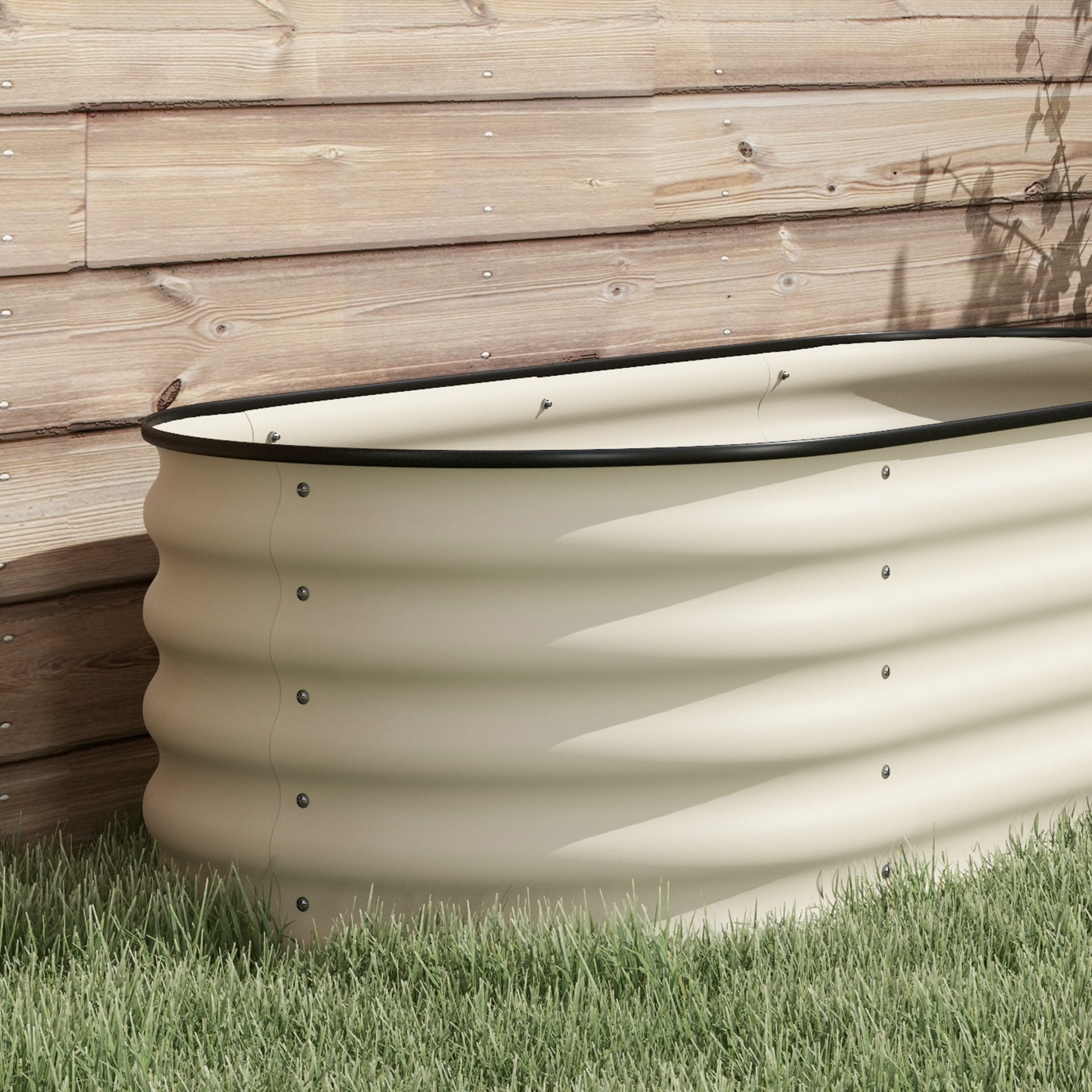 Outsunny 7.9' x 2' x 1.4' Galvanized Raised Garden Bed Kit, Metal Planter Box with Safety Edging, Cream