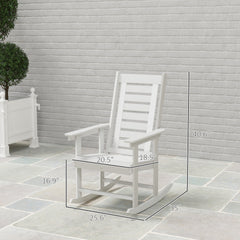 Outsunny 2 Pieces Outdoor Rocking Chairs, HDPE Patio Rockers with 28" High Back, Wide Armrests for Porch Backyard, White
