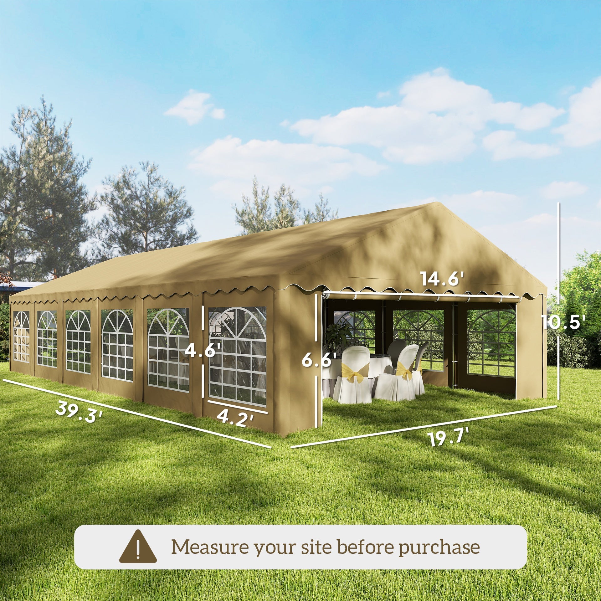 Outsunny 20' x 40' Party Tent, Outdoor Canopy Tent with Removable Sidewalls, 12 Windows for Parties, Wedding, Events, BBQ, Brown