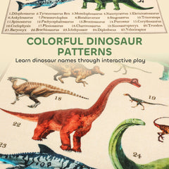 Qaba Large Play Mat 79" x 59", Crawling Mat for Toddlers, Living Room and Bedroom with Dinosaur Pattern, Khaki