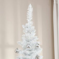 HOMCOM 7ft Unlit Pencil Artificial Christmas Tree with Realistic Branches and 499 Tips, Plastic Base, White